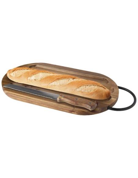 Tabla de cortar de madera de acacia con cuchillo para pan N17393621