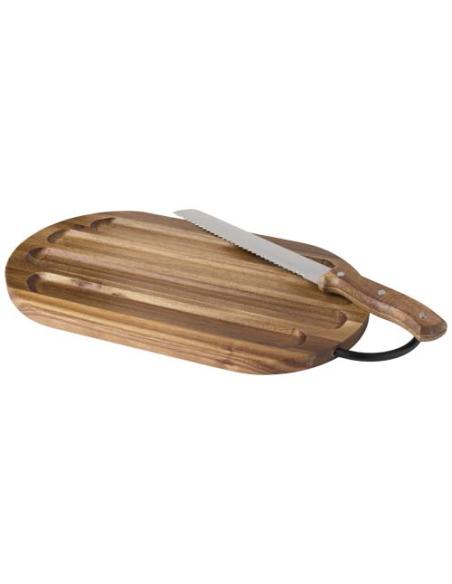 Tabla de cortar de madera de acacia con cuchillo para pan N17393621