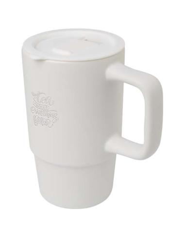 Taza de cerámica con tapa de plástico de 450 ml N10698001