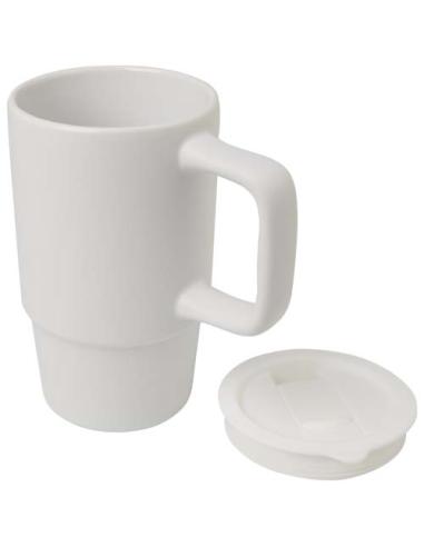 Taza de cerámica con tapa de plástico de 450 ml N10698001