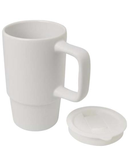 Taza de cerámica con tapa de plástico de 450 ml N10698001
