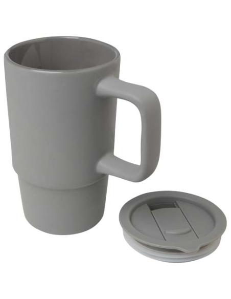 Taza de cerámica con tapa de plástico de 450 ml N28698001