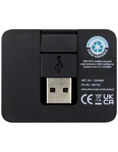 Hub USB de 4 puertos con salida USB-A y tipo-C y doble entrada fabricado con plástico reciclado N09944421