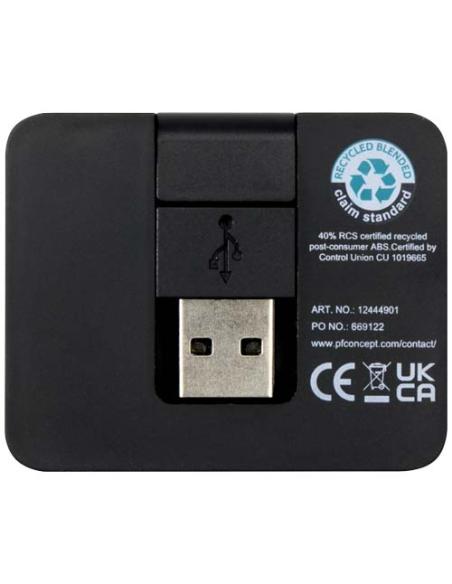 Hub USB de 4 puertos con salida USB-A y tipo-C y doble entrada fabricado con plástico reciclado N09944421