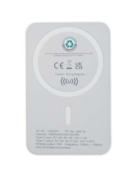 Batería externa inalámbrica magnética de 10 000 mAh y 15 W con PD de 20 W fabricada con plástico reciclado N10244421