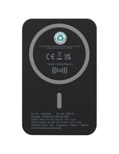 Batería externa inalámbrica magnética de 10 000 mAh y 15 W con PD de 20 W fabricada con plástico reciclado N09244421