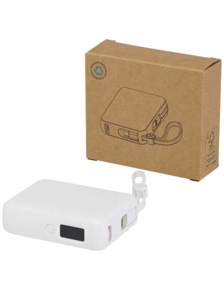 Batería externa para tableta de 10 000 mAh y 35 W con cable tipo C integrado y fabricada con plástico reciclado N10054421