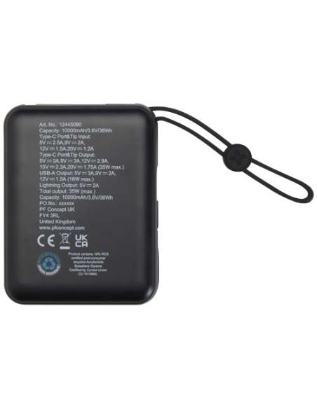 Batería externa para tableta de 10 000 mAh y 35 W con cable tipo C integrado y fabricada con plástico reciclado N09054421