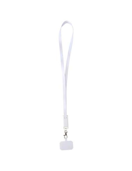 Lanyard de plástico reciclado para smartphone con sincronización de datos integrada y cable 5 en 1 de carga rápida de 65 W N1074