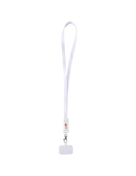 Lanyard de plástico reciclado para smartphone con sincronización de datos integrada y cable 5 en 1 de carga rápida de 65 W N1074