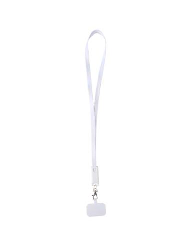 Lanyard de plástico reciclado para smartphone con sincronización de datos integrada y cable 5 en 1 de carga rápida de 65 W N1074