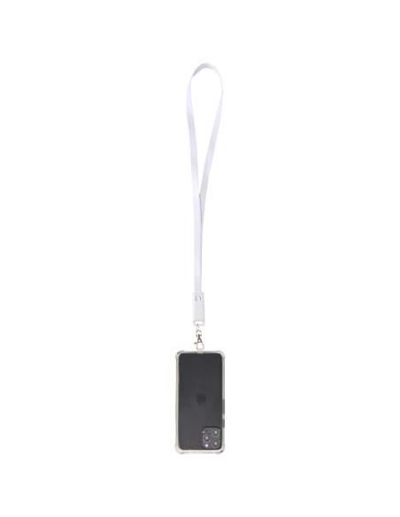 Lanyard de plástico reciclado para smartphone con sincronización de datos integrada y cable 5 en 1 de carga rápida de 65 W N1074