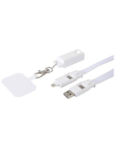 Lanyard de plástico reciclado para smartphone con sincronización de datos integrada y cable 5 en 1 de carga rápida de 65 W N1074