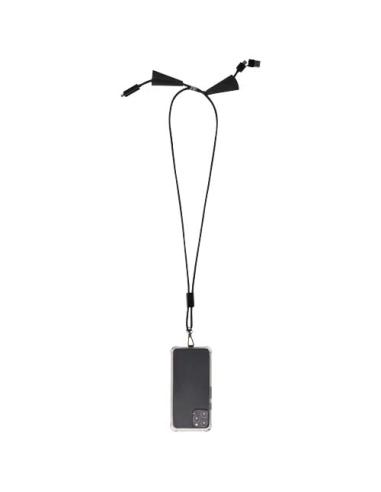 Lanyard de plástico reciclado para smartphone con sincronización de datos integrada y cable 5 en 1 de carga rápida de 100 W N093