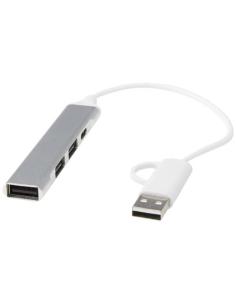 Hub USB-A y tipo-C de 4 puertos de aluminio reciclado con doble entrada N18964421