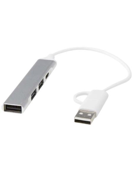 Hub USB-A y tipo-C de 4 puertos de aluminio reciclado con doble entrada N18964421