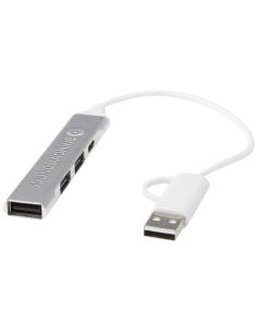 Hub USB-A y tipo-C de 4 puertos de aluminio reciclado con doble entrada N18964421 2