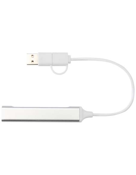 Hub USB-A y tipo-C de 4 puertos de aluminio reciclado con doble entrada N18964421