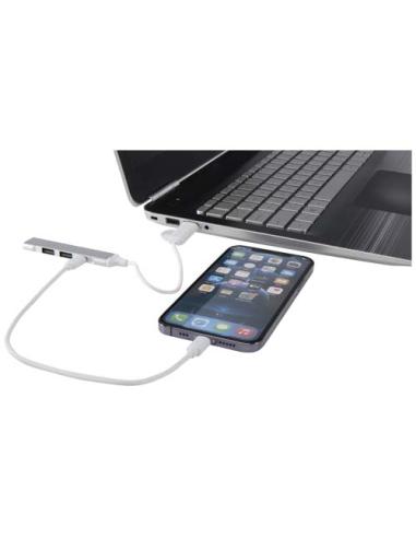 Hub USB-A y tipo-C de 4 puertos de aluminio reciclado con doble entrada N18964421