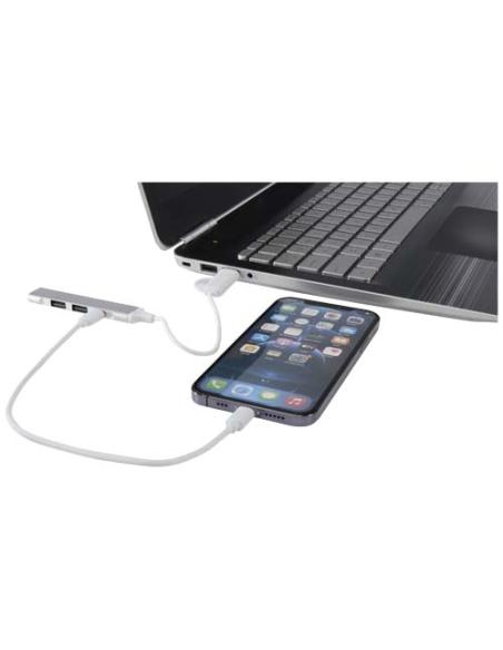 Hub USB-A y tipo-C de 4 puertos de aluminio reciclado con doble entrada N18964421