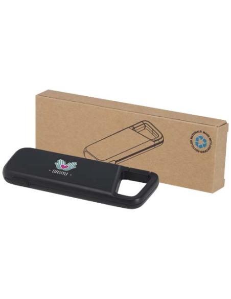 Batería externa de 5000 mAh y 12 W de plástico reciclado resistente al agua con mosquetón N09074421