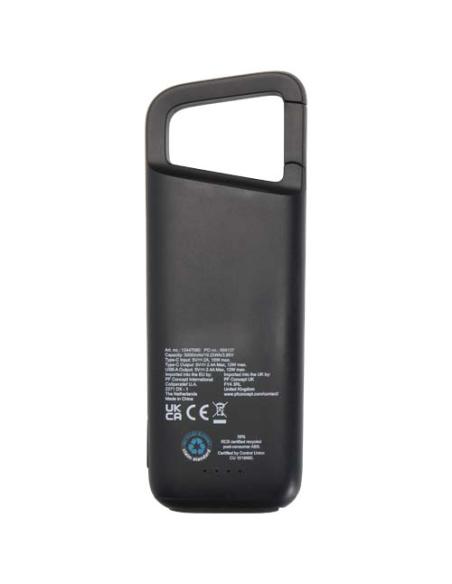 Batería externa de 5000 mAh y 12 W de plástico reciclado resistente al agua con mosquetón N09074421