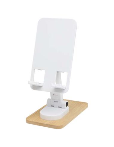 Soporte para teléfono de sobremesa plegable de plástico reciclado con detalles de bambú N10464421