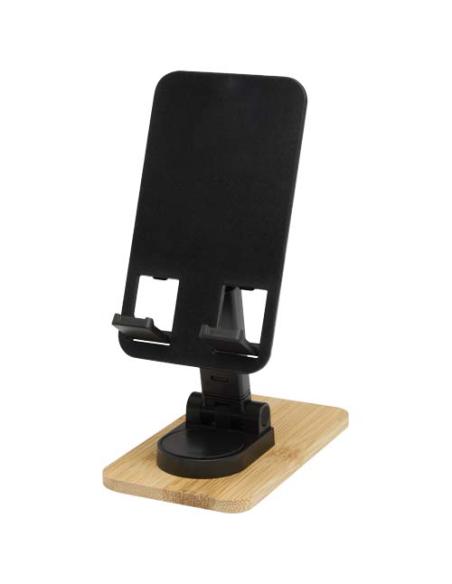 Soporte para teléfono de sobremesa plegable de plástico reciclado con detalles de bambú N09464421
