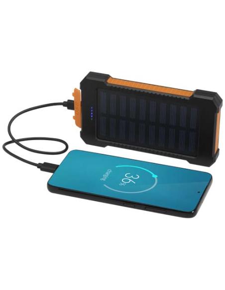 Batería externa solar de 5000 mAh y 10 W de plástico reciclado robusto con linterna incorporada N09174421
