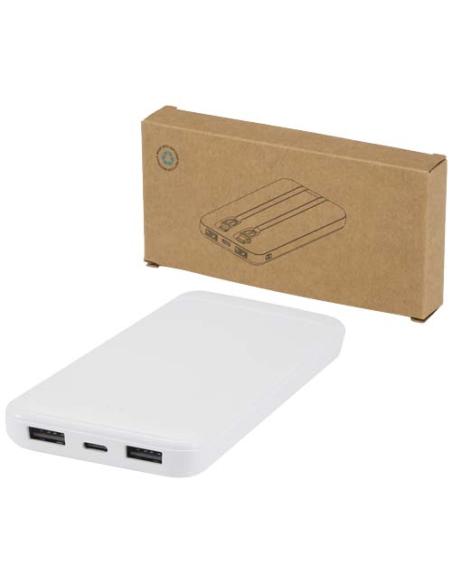 Batería externa de plástico reciclado de 10 000 mAh y 10 W con 2 cables integrados N10954421