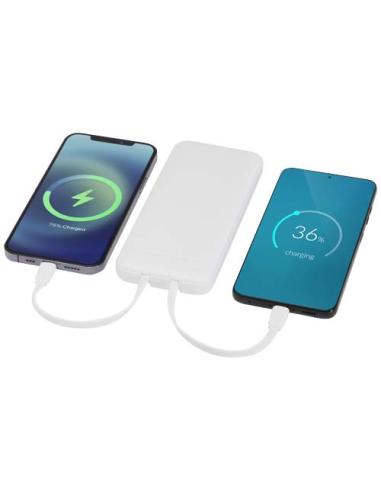 Batería externa de plástico reciclado de 10 000 mAh y 10 W con 2 cables integrados N10954421