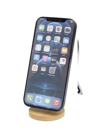 Soporte para teléfono magnético plegable de plástico reciclado con detalles de bambú N10364421