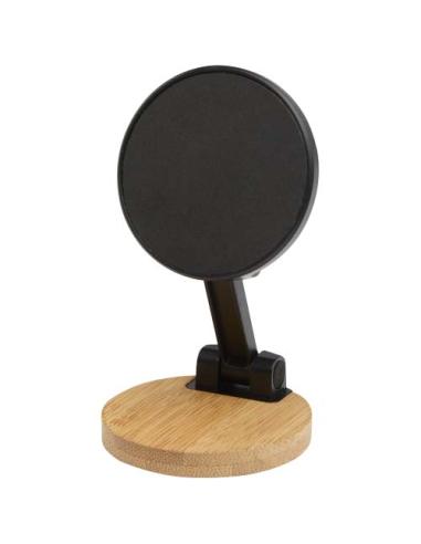 Soporte para teléfono magnético plegable de plástico reciclado con detalles de bambú N09364421