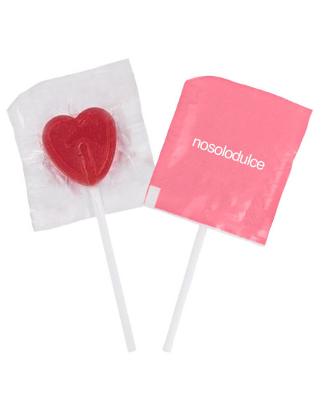 Piruleta Corazón Pequeña Sin Azúcar Personalizada | Desde 0,07 € | nosolodulce