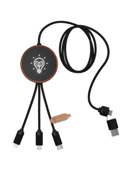 Cable de carga 5 en 1 de PET reciclado con logo retroiluminado y base de carga de 10 W N17370XP1