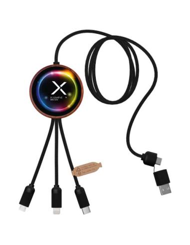 Cable de carga 5 en 1 de PET reciclado con logo retroiluminado y base de carga de 10 W N17370XP1