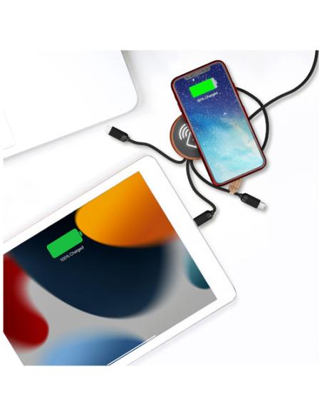 Cable de carga 5 en 1 de PET reciclado con logo retroiluminado y base de carga de 10 W N17370XP1