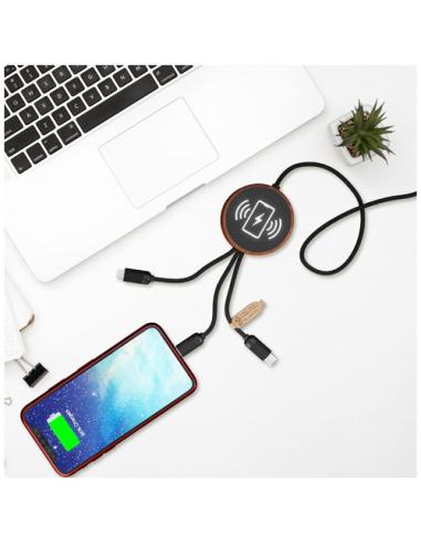 Cable de carga 5 en 1 de PET reciclado con logo retroiluminado y base de carga de 10 W N17370XP1
