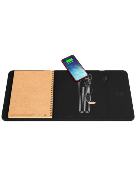 Libreta A5 con batería externa inalámbrica de 5 W y 4000 mAh y logotipo retroiluminado N09570XP1