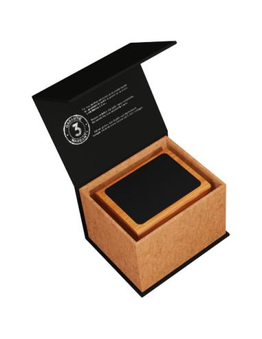 Soporte para lápices de madera con logotipo retroiluminado y doble salida USB N17770XP1