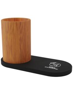 Base de carga inalámbrica con logotipo retroiluminado de 10 W y soporte para lápices de bambú N17870XP1