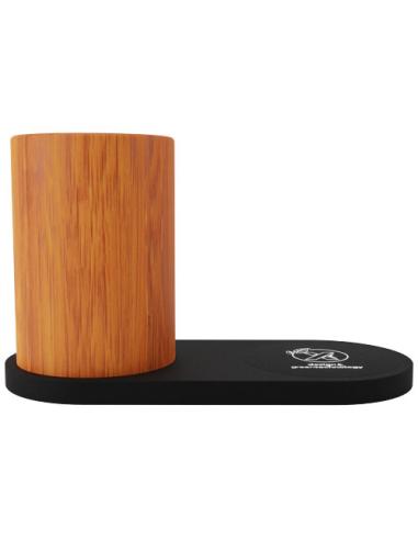 Base de carga inalámbrica con logotipo retroiluminado de 10 W y soporte para lápices de bambú N17870XP1