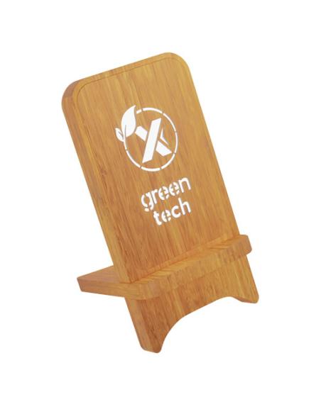Soporte para teléfono con cargador inalámbrico de madera de 10W con logotipo retroiluminado N17380XP1