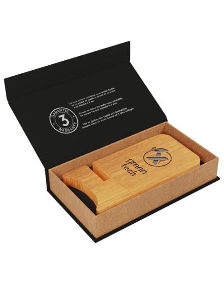 Soporte para teléfono con cargador inalámbrico de madera de 10W con logotipo retroiluminado N17380XP1