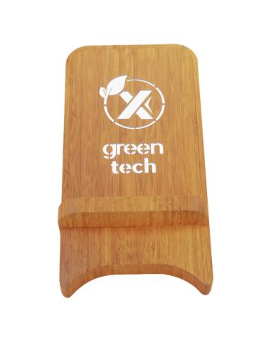 Soporte para teléfono con cargador inalámbrico de madera de 10W con logotipo retroiluminado N17380XP1