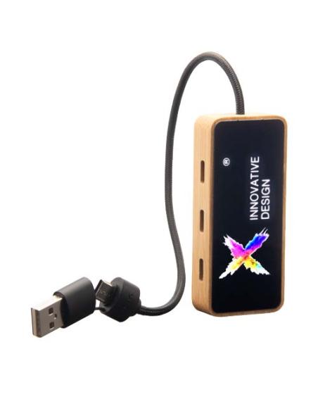 Hub USB 8 en 1 de madera con doble entrada y 6 puertos N17991XP1
