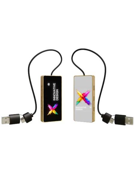 Hub USB 8 en 1 de madera con doble entrada y 6 puertos N17991XP1