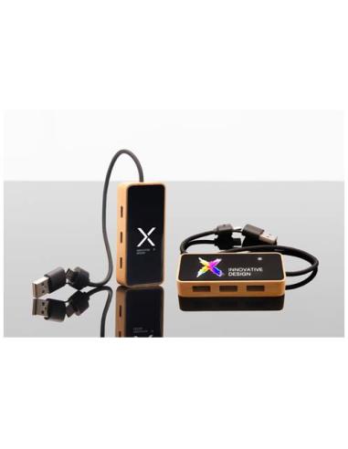 Hub USB 8 en 1 de madera con doble entrada y 6 puertos N17991XP1