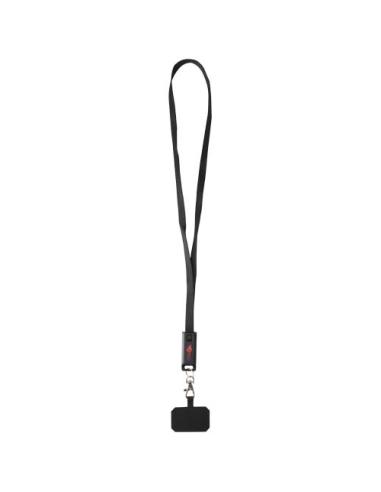 Lanyard de plástico reciclado para smartphone con sincronización de datos integrada y cable 5 en 1 de carga rápida de 65 W N0974