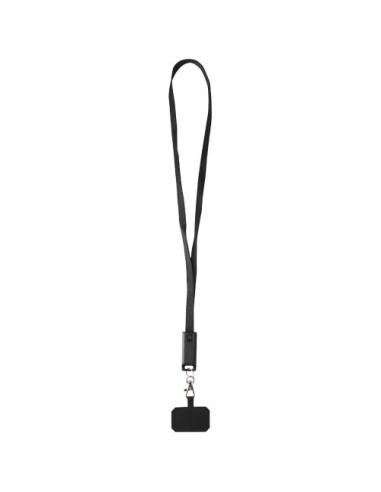 Lanyard de plástico reciclado para smartphone con sincronización de datos integrada y cable 5 en 1 de carga rápida de 65 W N0974